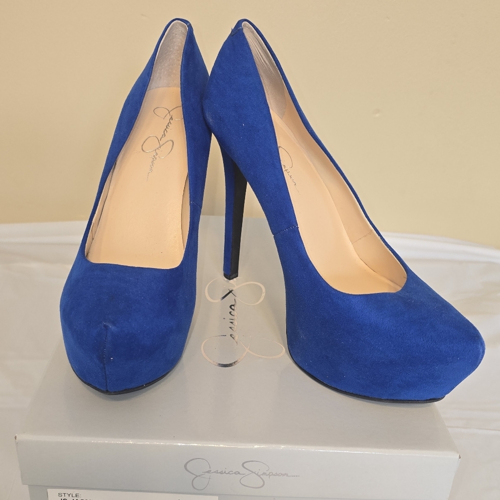 Jessica Simpson Jasmint Royal Blue Suede Heels